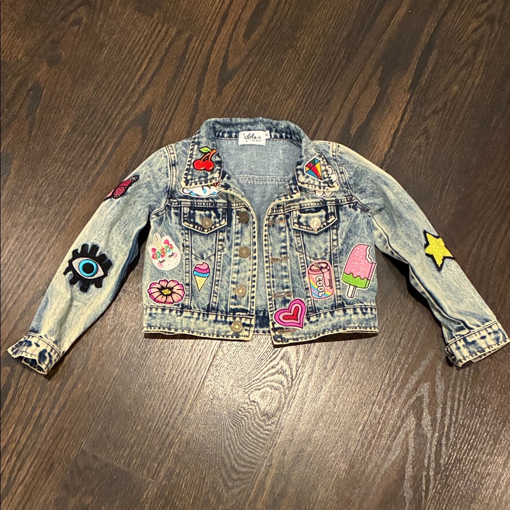 Lola + The Boys Denim Jacket with Colorful Patch Accents